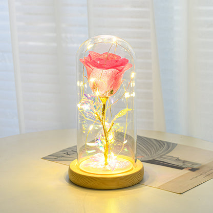 Valentines Day Gift  For Girlfriend Eternal Rose Flowers LED Light In Glass Cover Day Wedding Decoration Favors Mother Day Female Gift  Gift