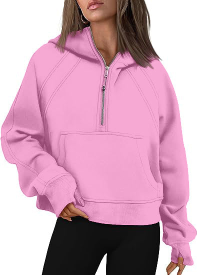 Zipper Hoodies Sweatshirts With Pocket Loose Sport Tops Long Sleeve Pullover Sweaters Winter Fall Outfits Women Clothing