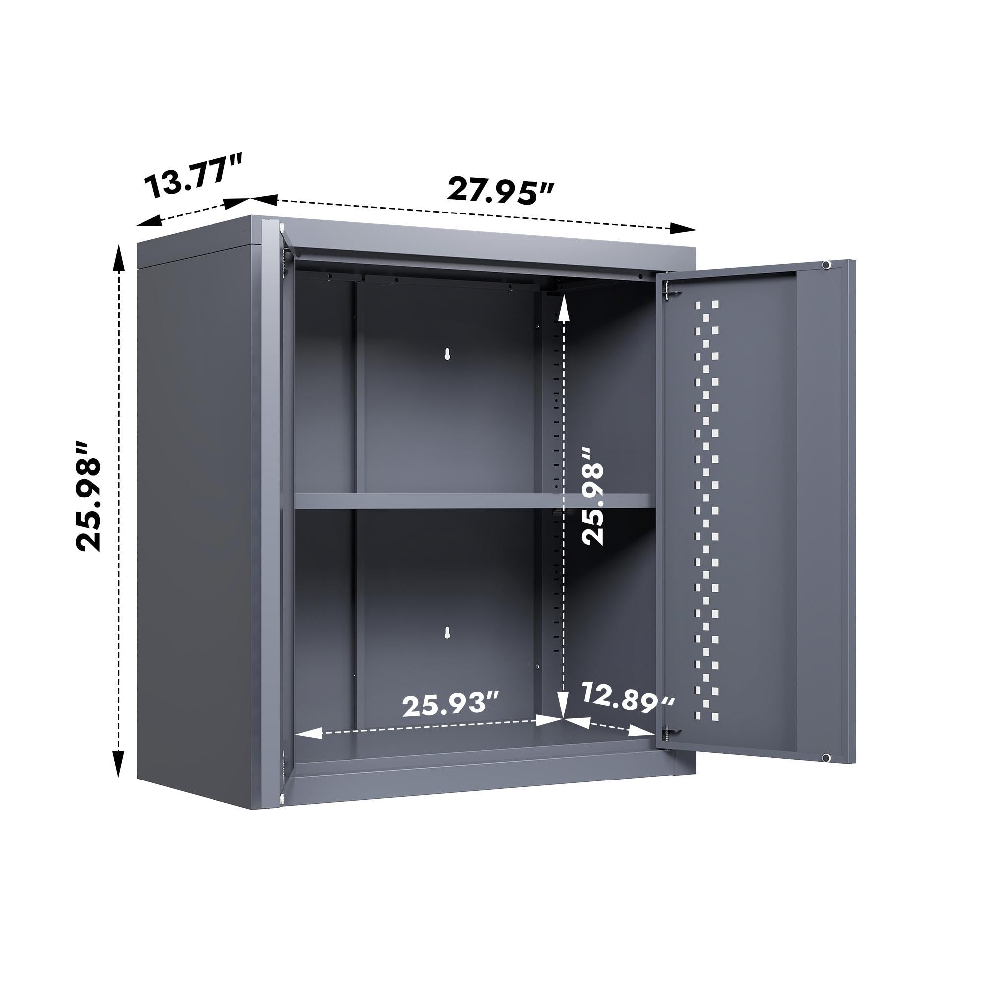 Metal Wall-Mounted Garage Cabinet | Floating Tool Storage, Gray