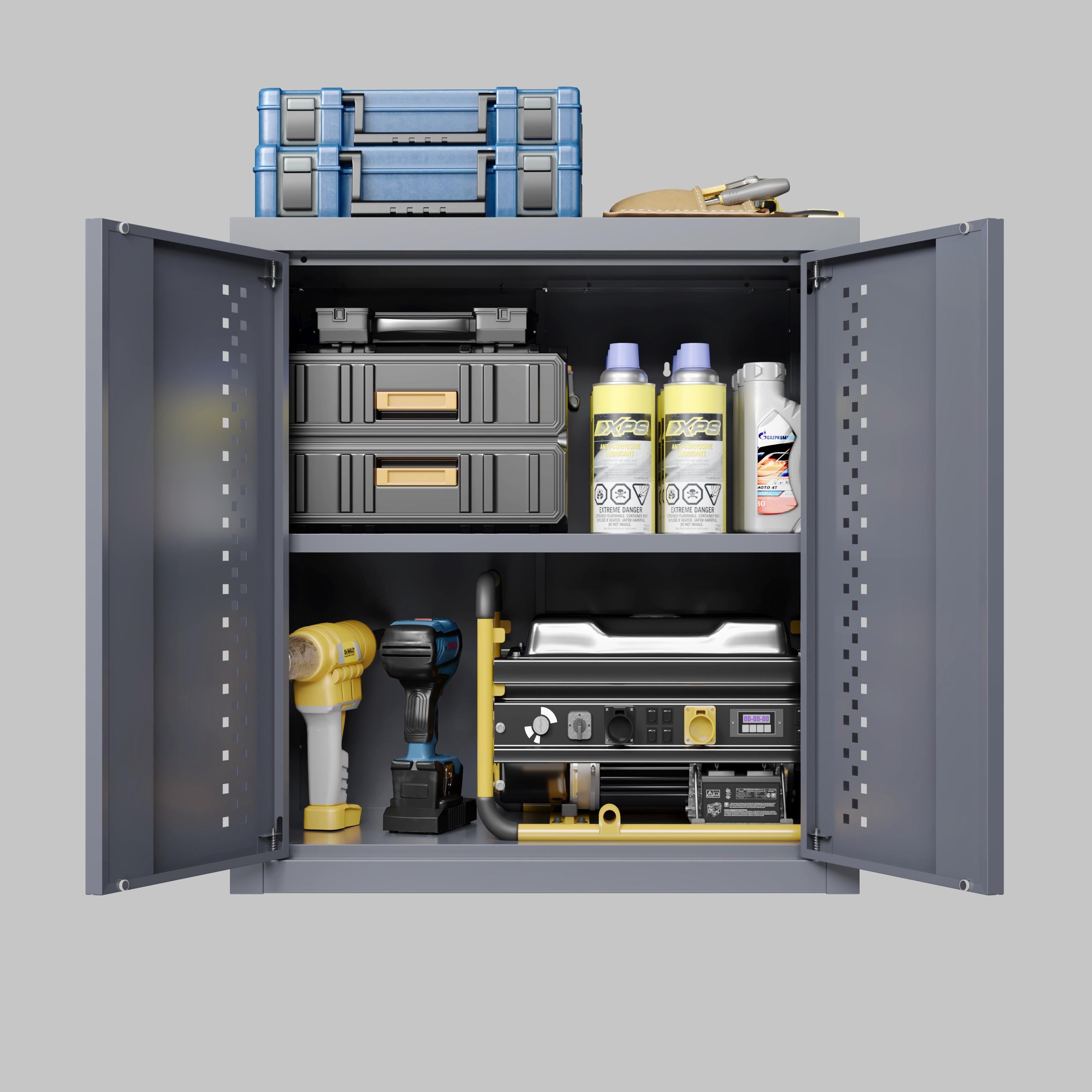 Metal Wall-Mounted Garage Cabinet | Floating Tool Storage, Gray