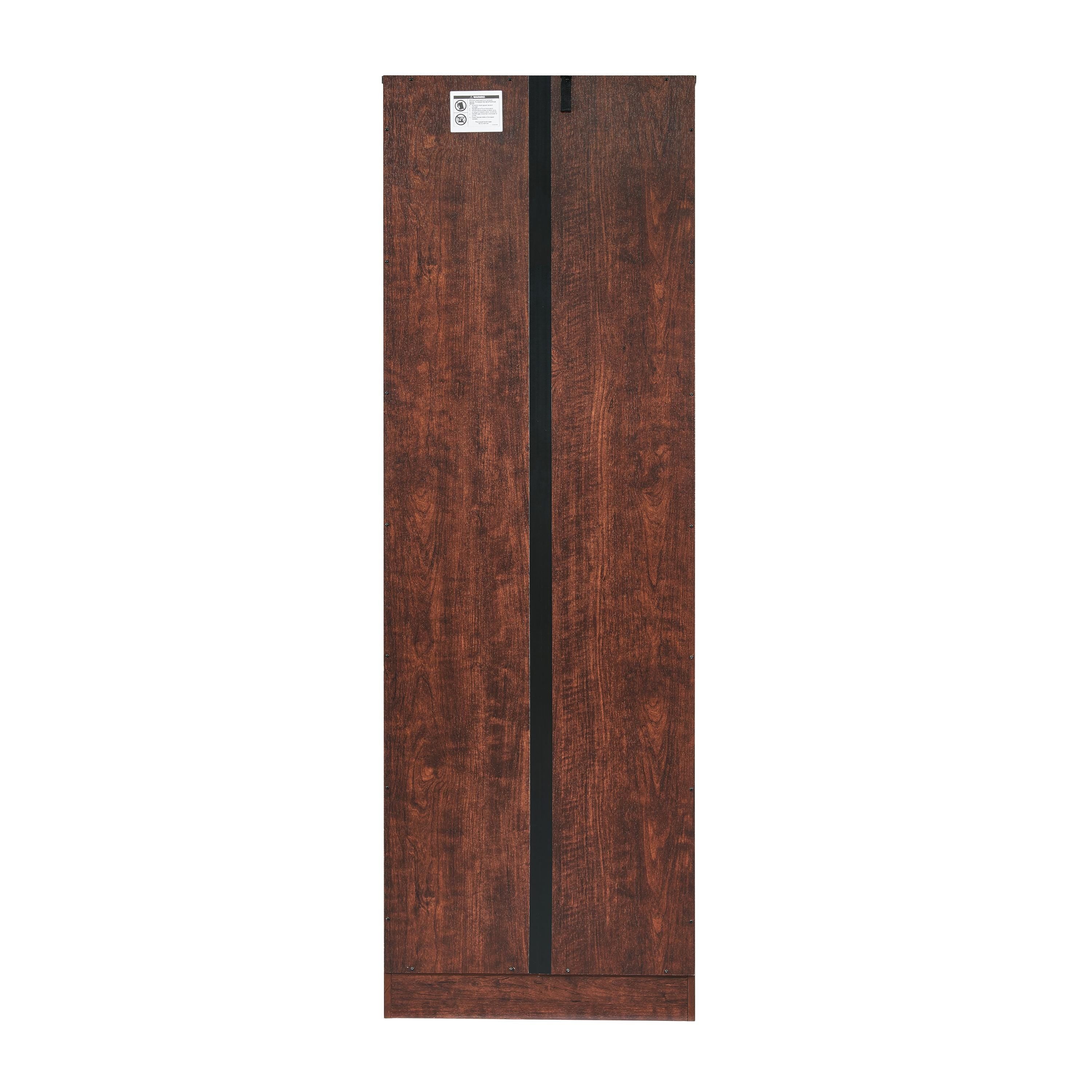 Tall Storage Cabinet 8 Doors 4 Shelves | Walnut Wood Pantry Organizer for Living Room Kitchen Office Bathroom Bedroom Furniture