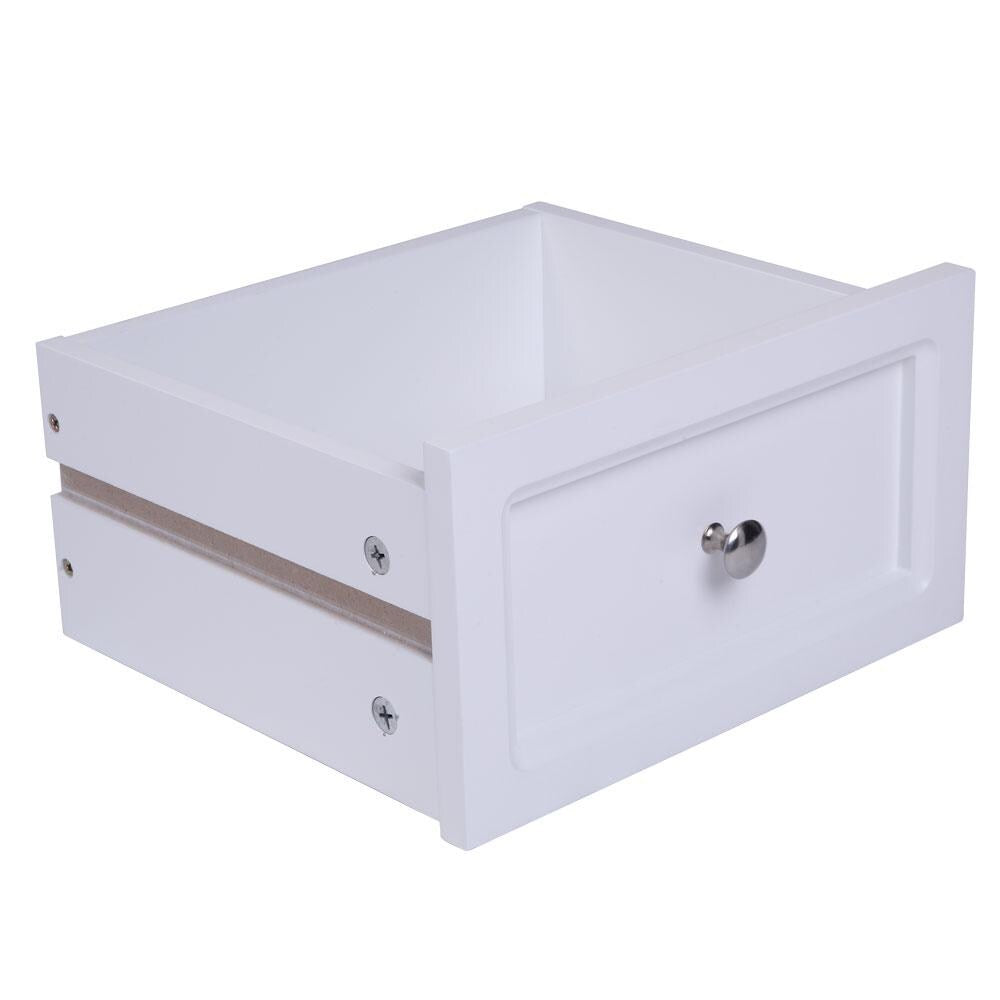 Country Style Two-Tier Night Table White | Rustic Bedroom Side Table Storage Organizer | Bedside Wooden Home Furniture